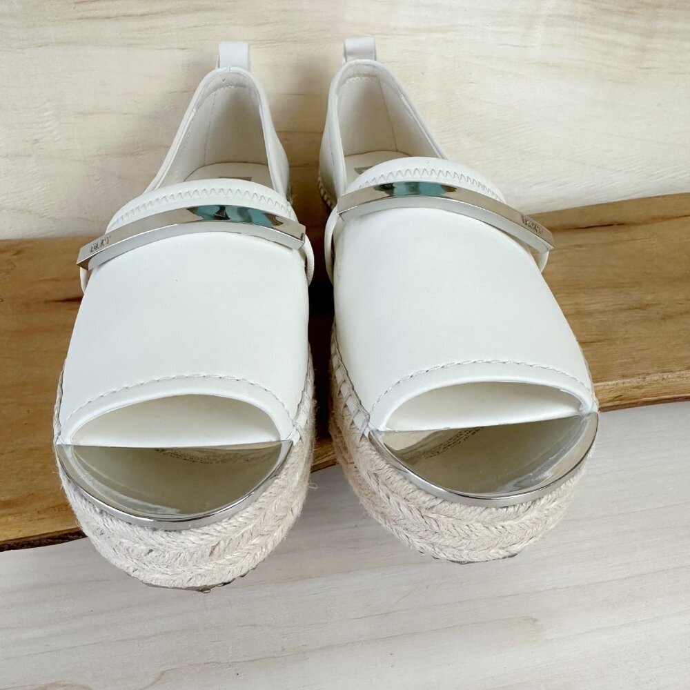 DKNY Off White Leather Platform Loafers Silver‎ Details 7 - Picture 2 of 6